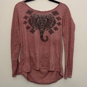 Indigo thread Elephant Graphic Long Sleeve Top